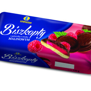 Biszkopty z galaretką o smaku malinowym 135 g Lewiatan