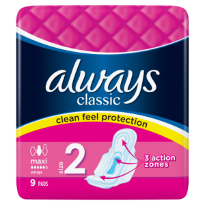 Always Classic Maxi Podpaski ze skrzydełkami, 9 sztuk