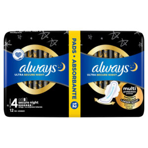 Always Ultra Secure Night with wings Podpaski, 12 sztuk