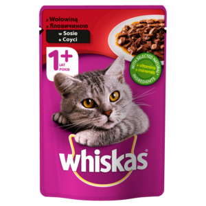 Whiskas 1+ lat Karma pełnoporcjowa z wołowiną w sosie 100 g