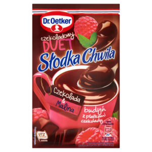 Dr. Oetker Słodka Chwila Czekoladowy Duet Budyń z płatkami czekolady czekolada & malina 45 g