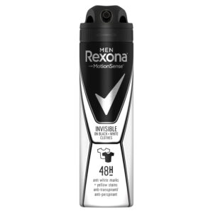Rexona Men Invisible Black + White Antyperspirant w aerozolu dla mężczyzn 150 ml
