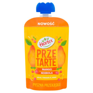 Hortex Przetarte Premium mus owocowy jabłko banan mango pomarańcza acerola 100 g