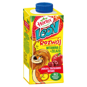 Hortex Leon Napój wieloowocowy jabłka truskawki wiśnie 200 ml