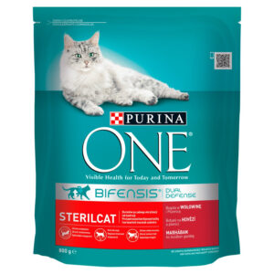 PURINA ONE Sterilcat Pełnoporcjowa karma dla dorosłych kotów bogata w wołowinę i pszenicę 800 g