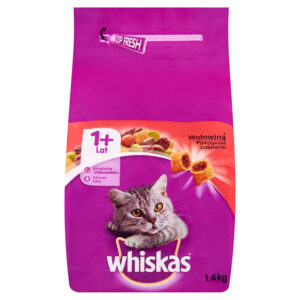 Whiskas z wołowiną Przepyszne paszteciki Karma pełnoporcjowa 1+ lat 1,4 kg