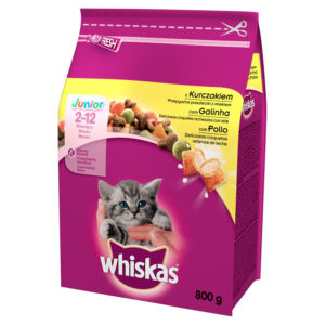 Whiskas Junior z kurczakiem przepyszne paszteciki z mlekiem Karma pełnoporcjowa 2-12 miesięcy 800 g