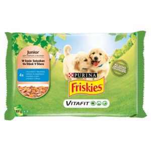 Friskies Vitafit Junior Karma dla psów z kurczakiem i marchewką w sosie 400 g (4 x 100 g)