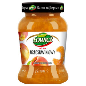 Łowicz Dżem brzoskwiniowy o obniżonej zawartości cukrów 450 g