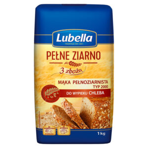 Lubella Pełne Ziarno 3 zboża Mąka pełnoziarnista do wypieku chleba typ 2000 1 kg