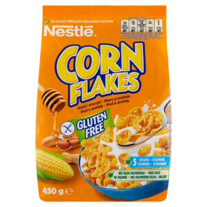 Nestlé Corn Flakes Miód i orzeszki Płatki śniadaniowe z miodem i orzeszkami 450 g