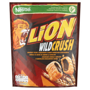 Nestlé Lion WildCrush Chrupiące płatki z nadzieniem o smaki karmelowo-czekoladowym 350 g