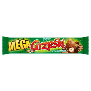 Grześki Mega Orzechowe Wafel przekładany kremem orzechowym w czekoladzie mlecznej 48 g