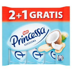 Princessa Wafel przekładany kremem kokosowym oblany białą czekoladą 99 g (3 x 33 g)