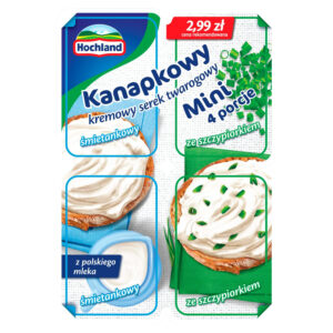 Hochland Kanapkowy mini serek twarogowy śmietankowy i ze szczypiorkiem 120 g (4 x 30 g)