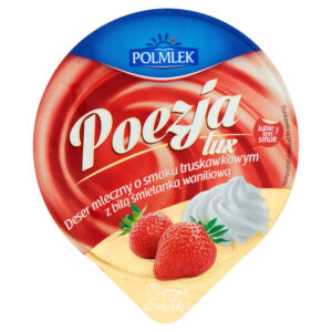 Polmlek Poezja Lux Deser mleczny o smaku truskawkowym z bitą śmietanką waniliową 180 g