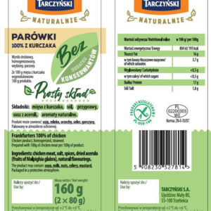 Naturalnie Parówki 100% z Kurczaka 160g, Tarczyński