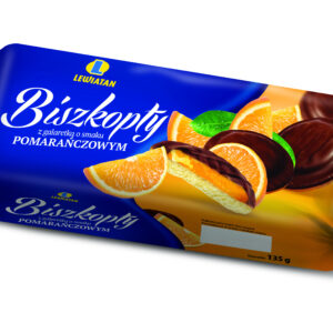 Biszkopty z galaretką o smaku pomarańczowym 135 g Lewiatan