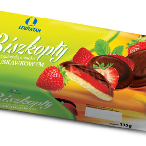 Biszkopty z galaretką o smaku truskawkowym 135 g Lewiatan
