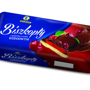 Biszkopty z galaretką o smaku wiśniowym 135 g Lewiatan