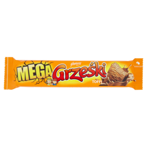 Grześki Mega Wafel przekładany kremem o smaku toffi w czekoladzie mlecznej 48 g